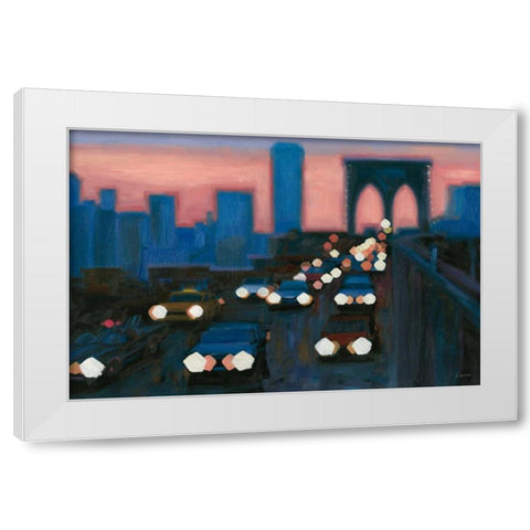 Brooklyn Bridge Evening White Modern Wood Framed Art Print by Wiens, James