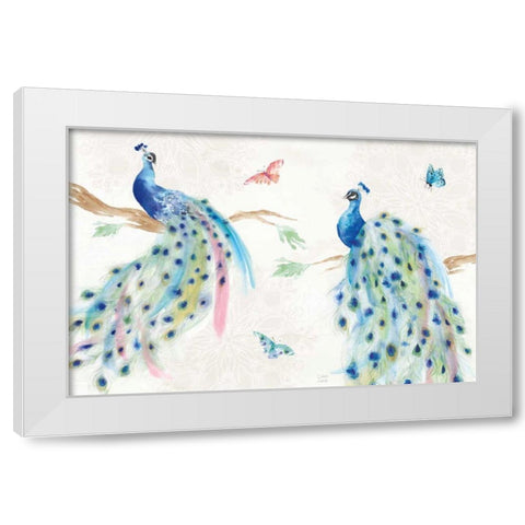 Peacock Glory I White Modern Wood Framed Art Print by June, Dina