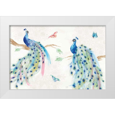 Peacock Glory I White Modern Wood Framed Art Print by June, Dina