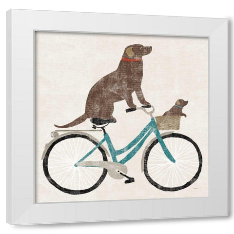Lab Ride White Modern Wood Framed Art Print by Schlabach, Sue