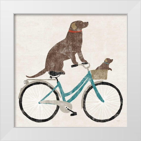 Lab Ride White Modern Wood Framed Art Print by Schlabach, Sue