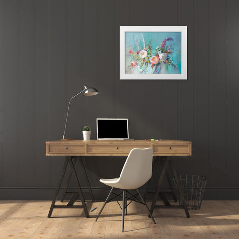 Avalon Blooms White Modern Wood Framed Art Print by Nai, Danhui