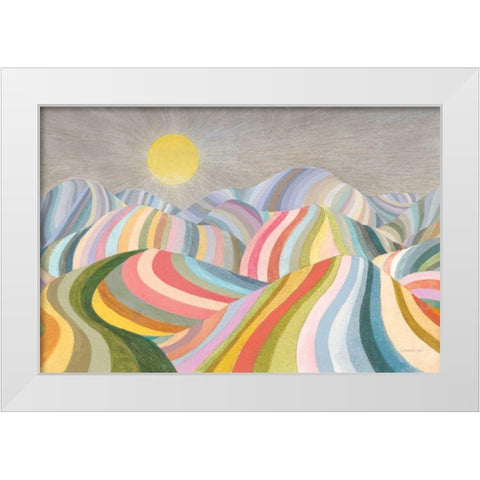 The Hills Roll On White Modern Wood Framed Art Print by Nai, Danhui