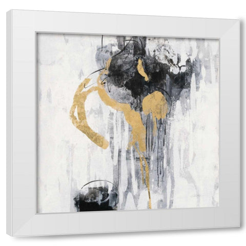 Golden Rain I White Modern Wood Framed Art Print by Vassileva, Silvia