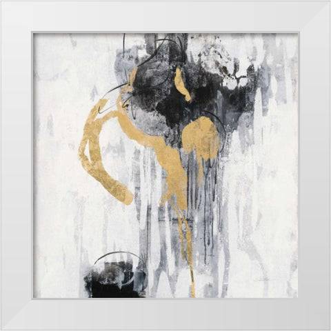 Golden Rain I White Modern Wood Framed Art Print by Vassileva, Silvia