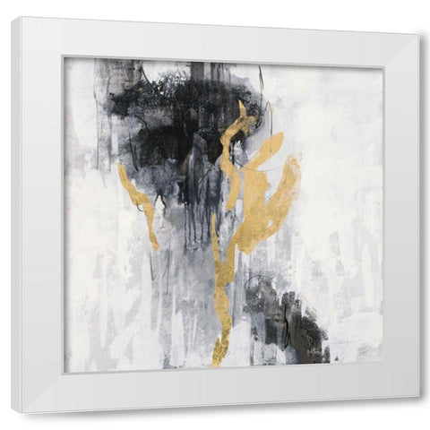 Golden Rain II White Modern Wood Framed Art Print by Vassileva, Silvia
