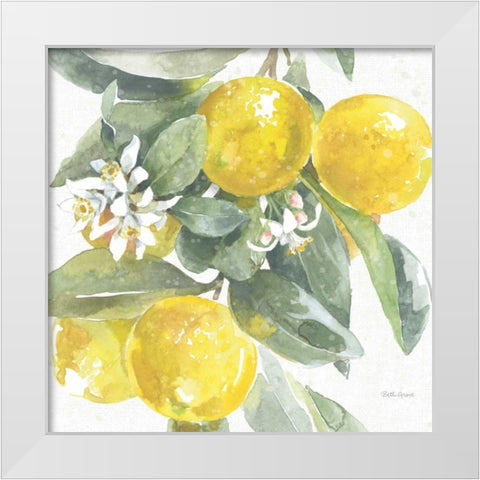 Citrus Charm Lemons I White Modern Wood Framed Art Print by Grove, Beth