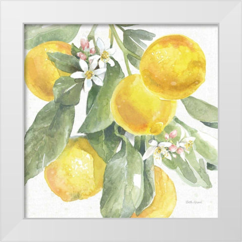 Citrus Charm Lemons II White Modern Wood Framed Art Print by Grove, Beth