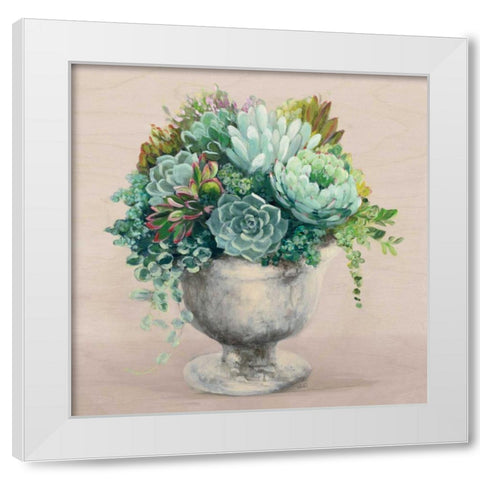 Festive Succulents I Blush White Modern Wood Framed Art Print by Purinton, Julia