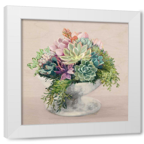 Festive Succulents II Blush White Modern Wood Framed Art Print by Purinton, Julia