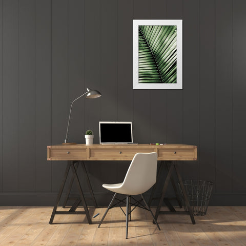 Palm Frond I Green White Modern Wood Framed Art Print by Van Swearingen, Debra
