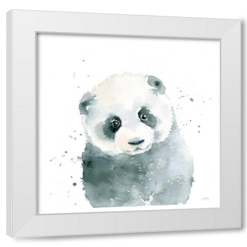 Panda Cub White Modern Wood Framed Art Print by Pete, Katrina