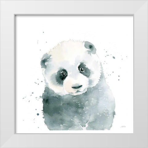 Panda Cub White Modern Wood Framed Art Print by Pete, Katrina