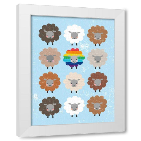 Be Ewe Brown and Rainbow Sheep 5x7 White Modern Wood Framed Art Print by Hershey, Moira