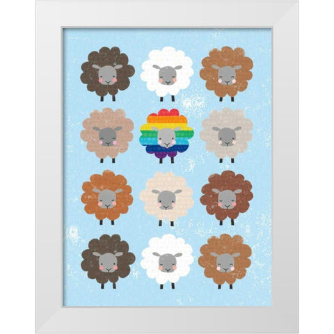 Be Ewe Brown and Rainbow Sheep 5x7 White Modern Wood Framed Art Print by Hershey, Moira