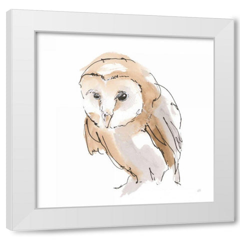 Barn Owl I White Modern Wood Framed Art Print by Paschke, Chris