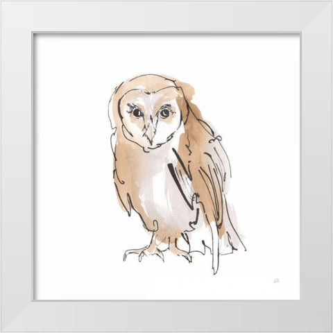 Barn Owl VII White Modern Wood Framed Art Print by Paschke, Chris