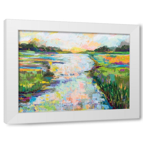 Dancing Light White Modern Wood Framed Art Print by Vertentes, Jeanette