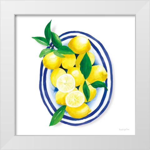 Spanish Lemons I White Modern Wood Framed Art Print by Charro, Mercedes Lopez