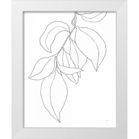 Line Leaves I White Modern Wood Framed Art Print by Panganiban, Karyn