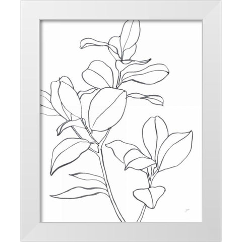Magnolia Branch I White Modern Wood Framed Art Print by Panganiban, Karyn
