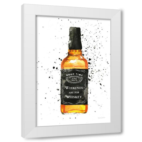 Weekends Are For Whiskey White Modern Wood Framed Art Print by Charro, Mercedes Lopez