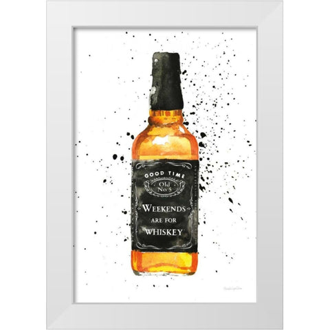 Weekends Are For Whiskey White Modern Wood Framed Art Print by Charro, Mercedes Lopez
