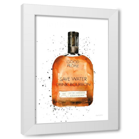 Save Water Drink Bourbon White Modern Wood Framed Art Print by Charro, Mercedes Lopez