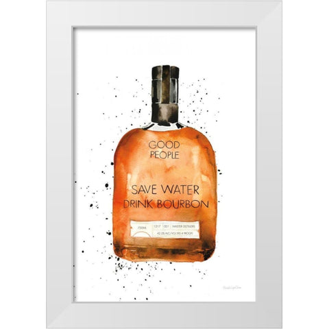 Save Water Drink Bourbon White Modern Wood Framed Art Print by Charro, Mercedes Lopez