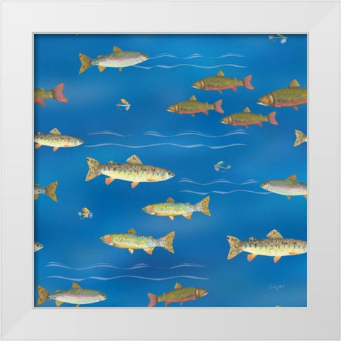 Angling in The Stream Pattern IB White Modern Wood Framed Art Print by Prahl, Courtney