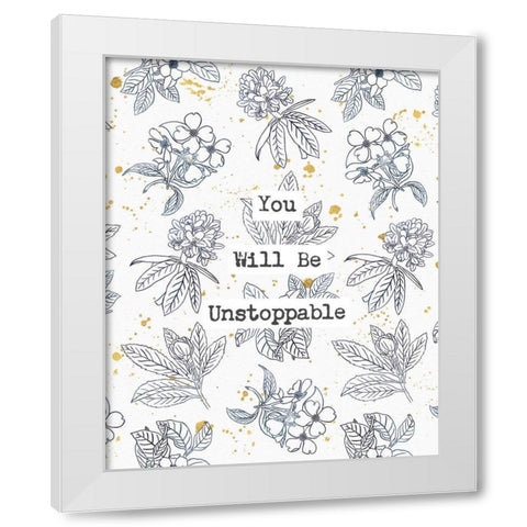 Indigo Blooms Unstoppable White Modern Wood Framed Art Print by Wild Apple Portfolio
