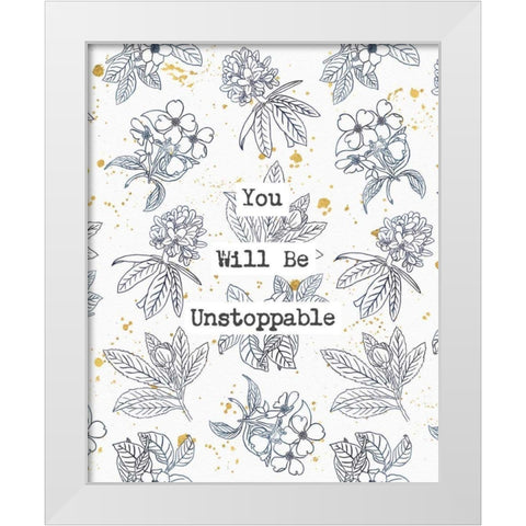 Indigo Blooms Unstoppable White Modern Wood Framed Art Print by Wild Apple Portfolio