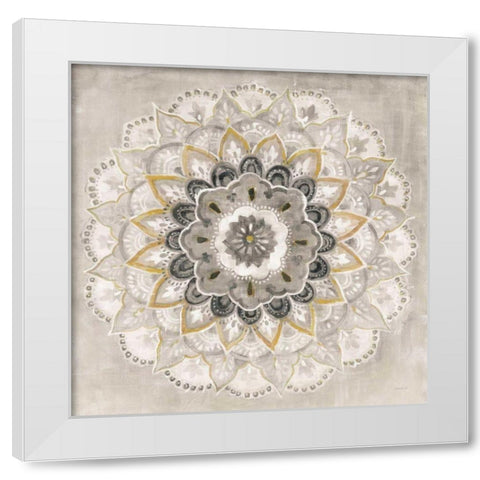 Warm Sunburst White Modern Wood Framed Art Print by Nai, Danhui