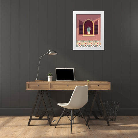 Warm Window Lisboa White Modern Wood Framed Art Print by Escalante, Omar