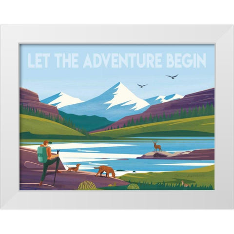 Let the Adventure White Modern Wood Framed Art Print by Escalante, Omar