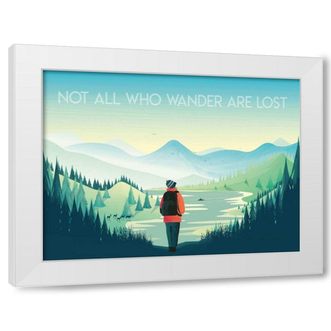 Not All Who Wander White Modern Wood Framed Art Print by Escalante, Omar