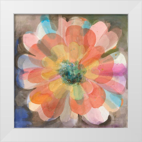 Kaleidoscope Flower White Modern Wood Framed Art Print by Nai, Danhui