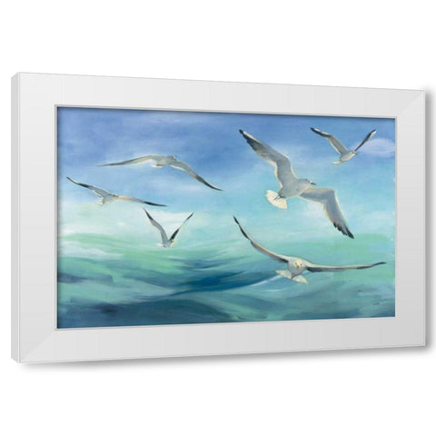 Sea Flight White Modern Wood Framed Art Print by Purinton, Julia