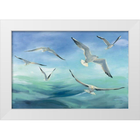 Sea Flight White Modern Wood Framed Art Print by Purinton, Julia