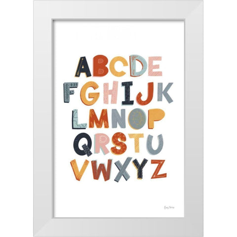 Colorful Alphabet Pastel White Modern Wood Framed Art Print by Thorns, Becky