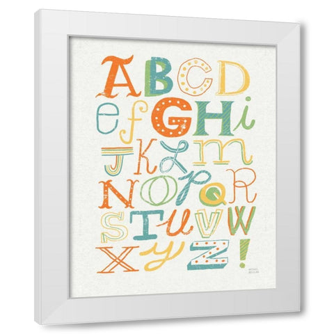 Funky Letters Bright White Modern Wood Framed Art Print by Mullan, Michael