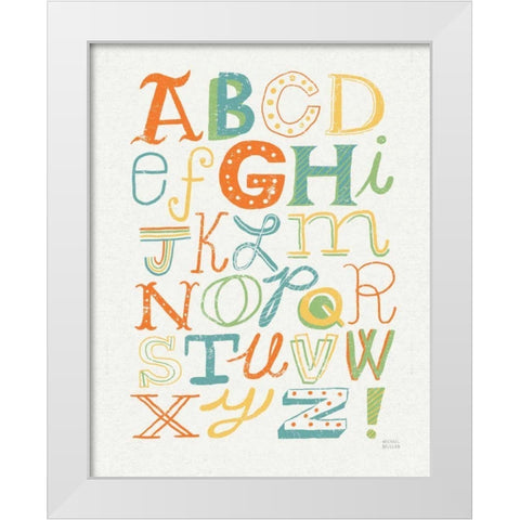 Funky Letters Bright White Modern Wood Framed Art Print by Mullan, Michael