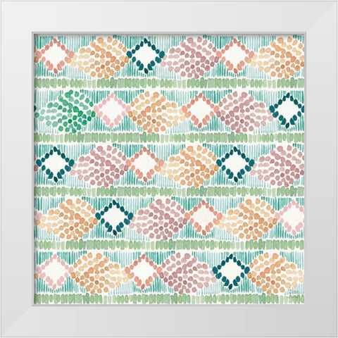 Macrame Meander Pattern VI White Modern Wood Framed Art Print by June, Dina