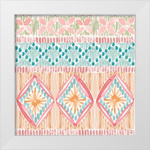 Macrame Meander Pattern VII White Modern Wood Framed Art Print by June, Dina