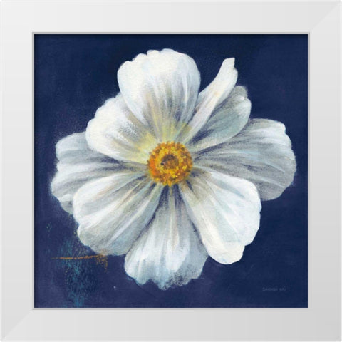 Boldest Bloom I Dark Blue White Modern Wood Framed Art Print by Nai, Danhui