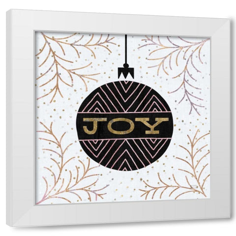 Jolly Holiday Ornaments Joy Metallic White Modern Wood Framed Art Print by Mullan, Michael