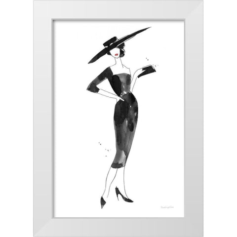 Fashionable Hat White Modern Wood Framed Art Print by Charro, Mercedes Lopez