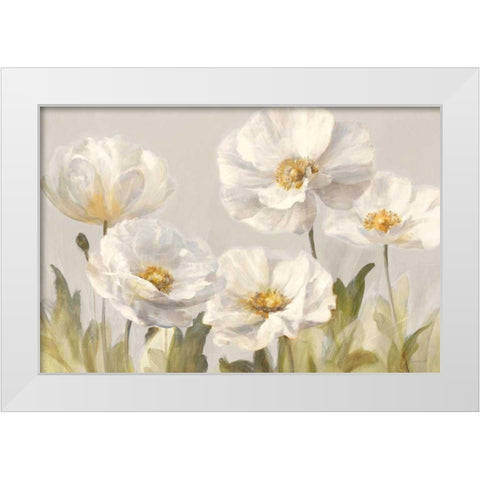 White Anemones White Modern Wood Framed Art Print by Nai, Danhui