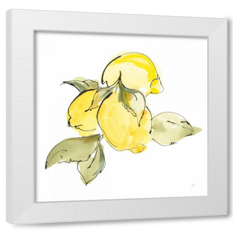 Lemons I White Modern Wood Framed Art Print by Paschke, Chris