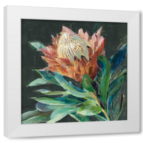 Deep Protea Crop White Modern Wood Framed Art Print by Nai, Danhui